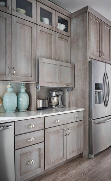 Vertical Lift Kitchen Cabinet Doors, Appliance Garage by Medallion Cabinetry and Lakeville Kitchen and Bath