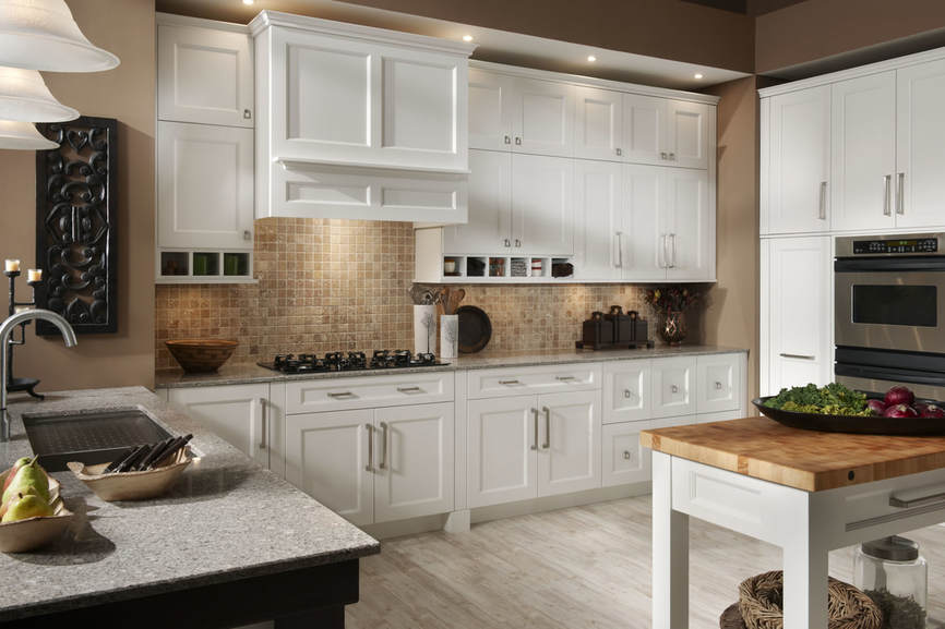 White Shaker Kitchen by Medallion Cabinetry and Lakeville Kitchen and Bath