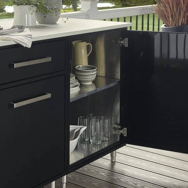 Wolf-endurance-slab-aluminum-black-cabinets-open-door